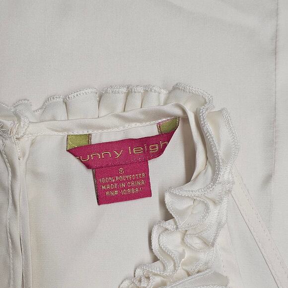 Sunny Leigh Dress Shirt Womens Small Sleeveless Ruffle Coquette Office Fairy - Picture 5 of 8